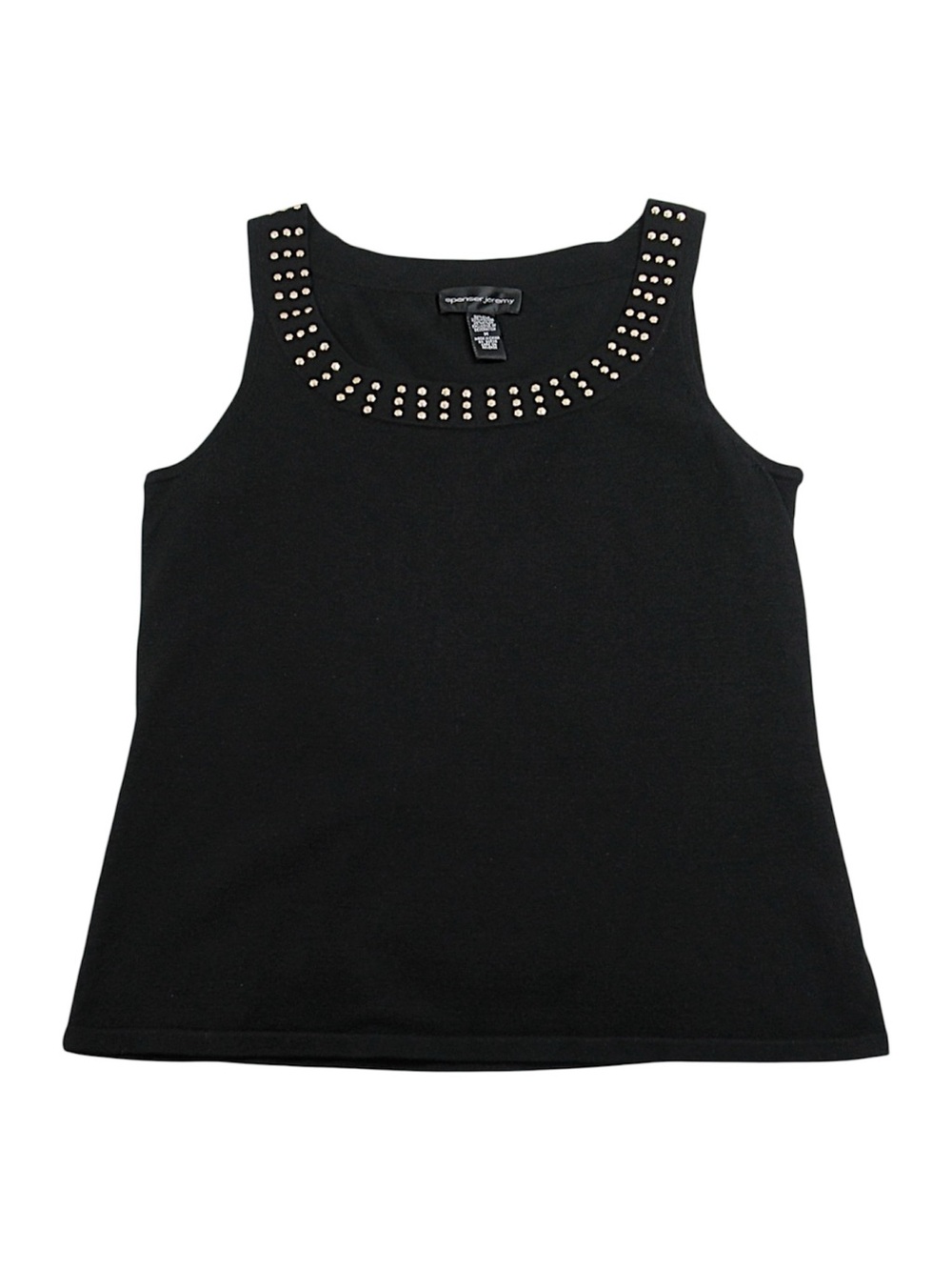 Spenser Jeremy Black Studded Scoop Neck Y2K Tank Top Silk Blend - Medium